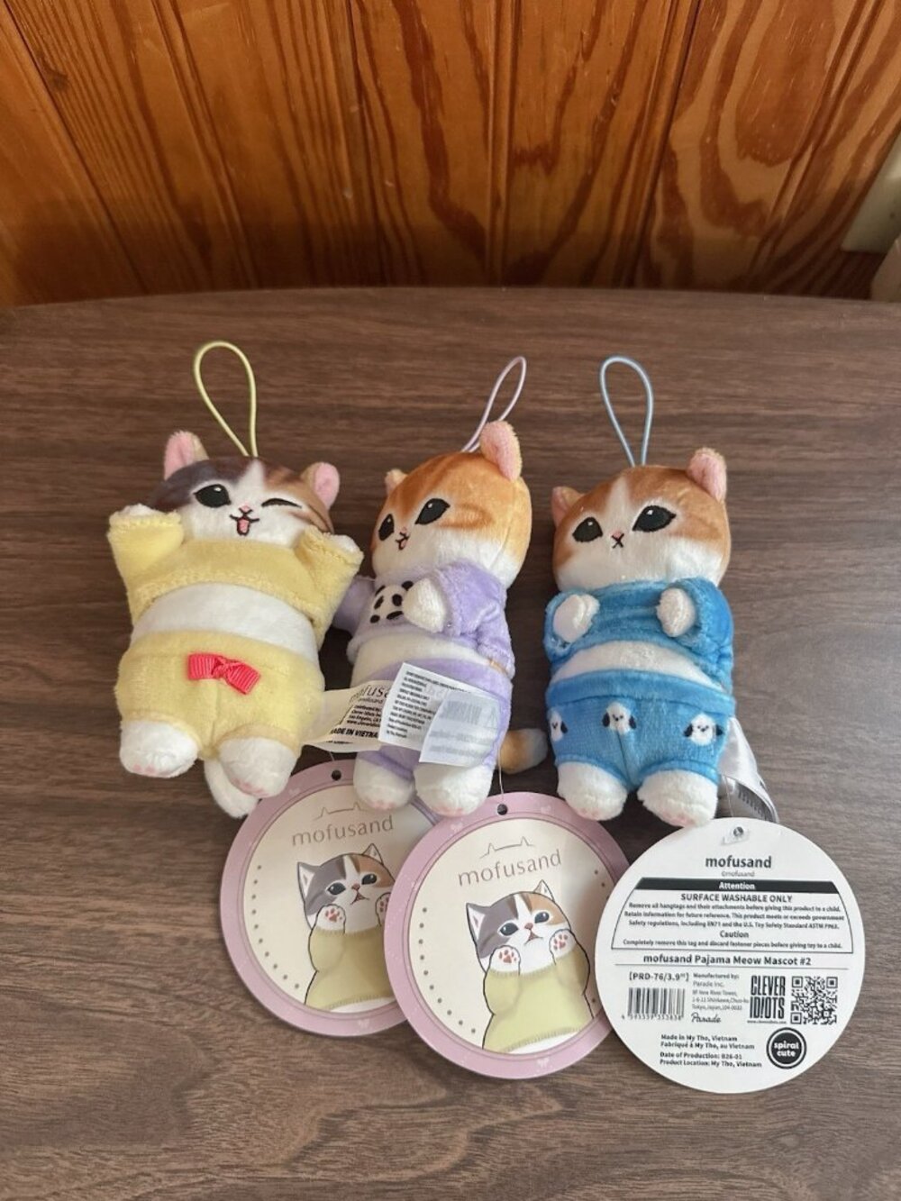 NWT SET Mofusand Panda pajamas nyan mascot 4” Plush Keychain Cat Parade Round1